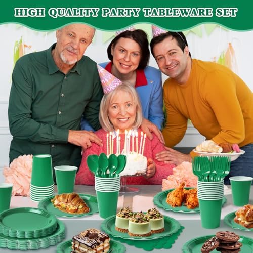 Vyntra 350 Pcs Green Paper Plates and Napkins Party Supplies - Image 6