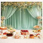 20X10FT Sage Green Backdrop Curtain for Wedding Pink Flower Floral Bridal Party Background Baby Shower Birthday Party Decorations Anniversary Ceremony Banner Photography Photo Booth Props - Image 3