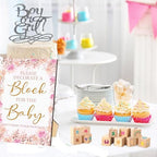 97 Pcs Baby Shower Game Sign Set Includes Decorative Square Signs 56 DIY Blank Wooden Blocks 20 Fabric Pens Baby Shower Game Prizes. - Image 6