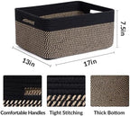 MiniArk Large Storage Baskets for Organizing, 17 x 13 x 7.5” Closet Shelf Baskets for Clothes Blanket Towels, Baby Nursery, Toy Bins Box, Woven Rope Baskets, 4 Packs Woven Brown - Image 2