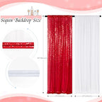 ShinyBeauty Red and White Backdrop Curtains 2x8ft 4 Panels Christmas Decor - Image 6