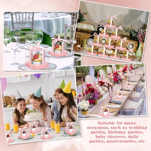 Thenshop 50 Pcs Clear Cupcake Boxes Individual 3.5 Inch, Pink - Image 6