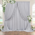 40ft×10ft Sliver Grey Wrinkle Free Backdrop Curtains for Parties, 8 Panels 5×10ft Thick&Silky Polyester Sliver Photo Backdrop Drapes Curtains for Birthday Party Baby Shower Wedding Photography - Image 2