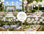 White Paper Lanterns Decoration Set of 25 – Hanging Chinese Lanterns for Wedding, Birthday, Baby Shower, Bridal Shower, Christmas, Party & Home Decor – 6, 8, 10, 12 & 14 Inch Combo Pack - Image 3