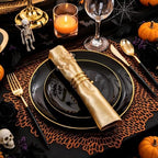 Supernal Black and Gold Plastic Plates,Heavy Duty Disposable Dinnerware Set - Image 4