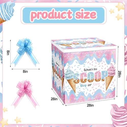 AmazingSpark 28in Giant Gender Reveal Gift Box Kit, What's the Scoop - Image 2