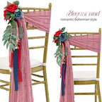 50 PCS Cheesecloth Chair Sashes Bows Wedding Aisle Decorations Chair Ribbon Ties Back Sash for Wedding Party Events Banquet Chair Cover Decoration (Dusty Rose) - Image 3