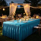 Turquoise Tablecloth Rectangle Tables 6FT, Polyester Wrinkle Free Stretch Table Cloth 6ft Fitted Table Cover with Pleated Ruffle Skirt for Weddings Birthday Banquet Baby Shower - Image 3