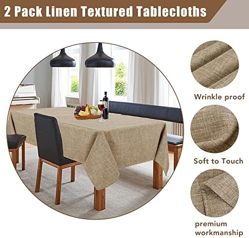 Fitable 2 Pack Khaki Faux Linen Tablecloths Rectangle 54x108 Inch - Image 5