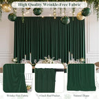 10x10ft Wrinkle Free Hunter Green Backdrop Curtain for Parties, Soft Wedding Dark Green Curtain Backdrop, Polyester Photo Backdrop Drapes for Birthday Party Baby Shower Photography Background - Image 4