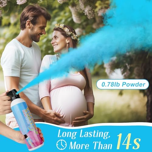 Merear Large Gender Reveal Fire Extinguisher 2 Packs, Gender Reveal Ideas, Baby Boy Reveal Party Ideas 100% Biodegragable for Gender Reveal Decorations (Blue) - Image 2