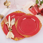 Nervure 175Pcs Red Plastic Plates, Disposable Party Plates for 25 Guests - Image 6