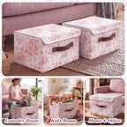 2 Pack Pink Floral Storage Bin with Lids, 15x10x10 Inch - Image 5