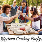 Pickmesh 250 Pcs Western Cowboy Cowgirl Party Decorations Black Wild West Disposable Tableware Set Howdy Yee Haw Paper Plates Napkins and Cups for Rodeo Birthday Baby Shower Party Decorations Serve 50 - Image 5