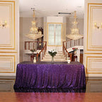 Eternal Beauty Purple 90x132 Inch Mardi Gras Sequin Tablecloth - Image 4