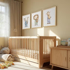 PORENY Baby Animal Nursery Wall Art Set of 3, Elephant Lion Giraffe Canvas Prints, Cute Safari Animals Wall Decor, Woodland Nursery Artwork for Bedroom Kids Room Playroom Wood Framed 16x24 Inch - Image 3