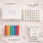 Nolia Baby Shower Blocks Decorating Game – 48 White Wooden Cubes to Decorate, Storage Box, 12 Acrylic Markers & Instruction Sign - Image 5