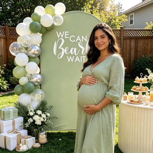 We Can Bearly Wait Brown Arch Cover for Baby Shower Party Decor,Elastic Spandex (G2359X,4ftx7.2ft (125x220cm)) - Image 2