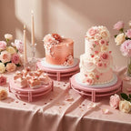 Pink 3Pcs Nesting Metal Cake Plate Stand Set 8" 10" 12" Dessert - Image 2