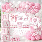 Pink Bow Baby Shower Decorations, Welcome Baby Girl Balloon Arch Kit by Unknown