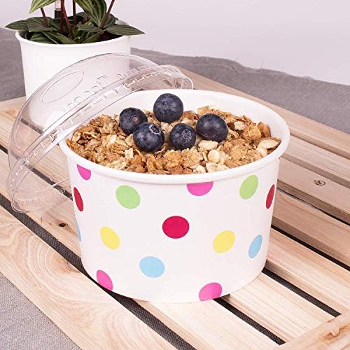 Karat [20oz - 600 ct] Paper Ice Cream Cups & Soup Bowls for Hot/ Cold Food - Ideal for Soup, Ice Cream, Gelato, Yogurt and Snacks - Dots - Image 6