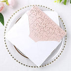 ponatia 5.12 x 7.2 Inches 20PCS Tri-Fold Laser Cut Wedding Invitation Pocket with Envelopes for Wedding Bridal Shower Engagement Birthday Invite (Blush Pink, 20pcs No Inner Sheet) - Image 6