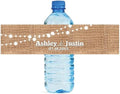100 Burlap and White Market Lights Wedding Anniversary Engagement Party Water Bottle Labels Bridal Shower by DesignThatSign