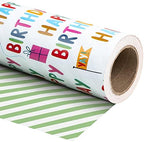 WRAPAHOLIC 30 Inch Jumbo Reversible Birthday Wrapping Paper - 30 Inch X 100 Feet Jumbo Roll - Colorful Happy Birthday Wrapping Paper for Party, Baby Shower and More Occasions by WRAPAHOLIC