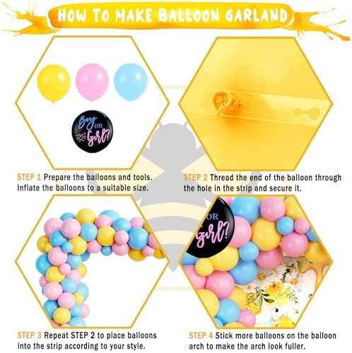 Party Inspo What Will It Bee Gender Reveal Decorations, Bee Gender Reveal Decorations, Bumble Bee He or She What Will Baby Bee Decorations Backdrop Balloon Banner Tablecloth Cake Cupcake Topper Box - Image 3