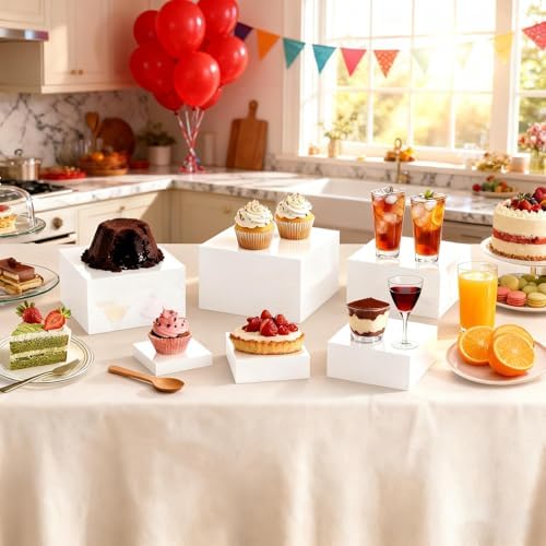 6PCS Food Display Risers for Parties, Acrylic Risers Display Stands, Dessert Table Display Set, Buffet Riser, Catering Supplies Buffet Display, Suitable for Parties/Birthdays/Catering/Jewelry Displays - Image 5