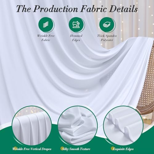 60 ft x 10 ft Wrinkle Free White Backdrop Curtain for Parties, 12 Panels 10ft Polyester White Photo Backdrop Drapes for Graduation Birthday Wedding Party Stage Curtains - Image 4