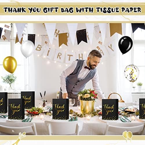 PerKoop 60 Pack Thank You Paper Gift Bags, Classic, Black - Image 6