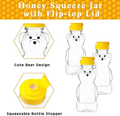 Thenshop 36 Pcs Honey Bear Bottles Plastic Empty Squeeze Jars,240 Ml/ 8 Oz - Image 3
