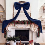 Wavwavw Christmas Giant Velvet Bow Decor Navy Blue Big Bow, 75 x 18 Inches - Image 2