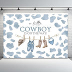 12x6ft Baby Shower Backdrop A Little Cowboy is On The Way Photography Background Wild West Rodeo Blue Clothes Hat Boots Cow Birthday Party Banner Decorations Newborn Parties Photo Booth Prop - Image 4