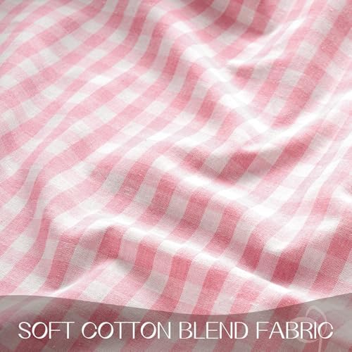 Romanstile Gingham Ruffled Tablecloth Rectangle, 60 x 120 Inch, Pink - Image 4