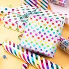 WRAPAHOLIC 30 Inch Birthday Wrapping Paper Roll - Colorful Foil Happy Bday Design for Birthday, Wedding, Baby Shower - 4 Rolls - 30 inch x 120 inch Per Roll - Image 6