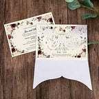 DORIS HOME 50pcs White Personalized Laser Cut Flora Lace Invitation Cards - Image 5
