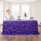 Leegleri Purple Tulle Curly Willow Table Skirt for Little Mermaid Party Baby Shower,Tutu Ruffle Rectangle Table Skirts (L 9(ft)*H 30in Table Skirt) by LeegleriTableSkirt
