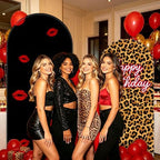 FYSUIMU 3 Pcs Leopard Print Happy Birthday Arch Backdrop Covers Red Black Cheetah Print Lips Stretchy Spandex Arch Stand Fabric Cover for Birthday Party Decor Photo Background (4ft/5ft/6ft) - Image 6
