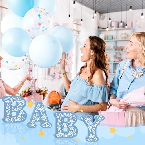 4 Pcs Cielito Lindo Baby Shower Decorations Blue Wooden Baby Letters, 6 inch Mexican Theme Wooden Blocks for Party Decor, Rustic Centerpiece for Gender Reveal Birthday Nursery Shelf Decor - Image 5