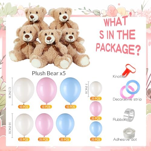 Bear Baby Shower Decorations, 185 Balloon Kit,Pink, Blue, Tea White - Image 3