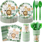 Ziliny 280 Pcs Jungle Safari Animal Tableware Decoration Set Baby Shower by Ziliny