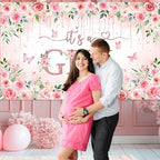 Avezano Girl Baby Shower Backdrop Banner Pink Flower Baby Shower Decorations Rose Gold It's a Girl Banner Floral Gender Reveal Photo Booth Props Background (8x6ft) - Image 6