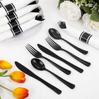 Supernal 120pack Pre Rolled Black Plastic Silverware Set Disposable (Pack of 2) - Image 4