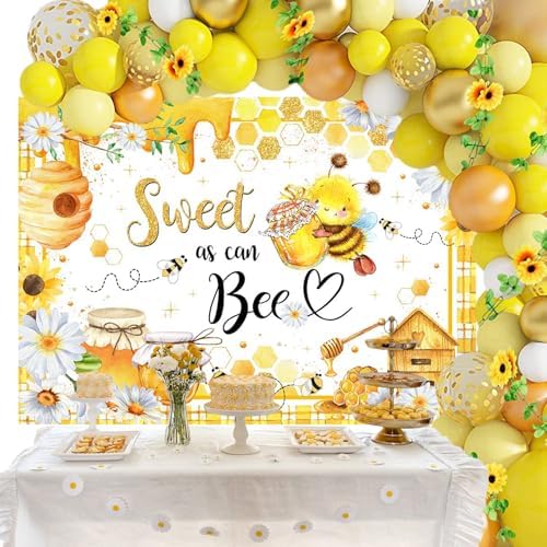 Mcosicka Sweet as Can Bee Honeycomb Bumble Bee Baby Shower Decorations Background Banner (10x8ft (120x96 inch)) - Image 2