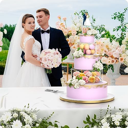NPPLUS 3 Pcs Round Acrylic Cake Stand with Lid, Clear Fillable Cake Tier - Image 3