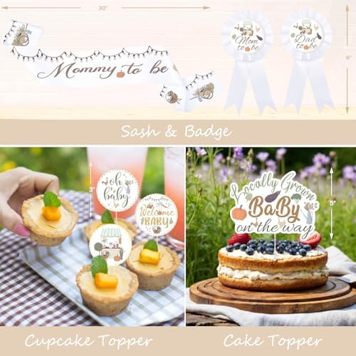 Locally Grown Baby Shower Decorations – 129 Pcs Locally Grown Baby Shower Themed Party Supplies with Backdrop, Balloon Garland, Balloon Boxes, Banner, Cake Topper, Sash, Badges - Image 4