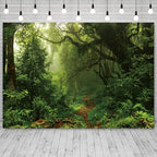 12x10ft Jungle Forest Backdrop Spring Woodland Green Rainforest Photography Background Dirt Road Nature Scenery Birthday Baby Shower Banner Decorations Kids Adults Portrait Photo Booth Prop - Image 3