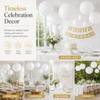 8 Pcs 16/30 Inch Large White Paper Lanterns Jumbo Hanging Party Decorations - Image 7